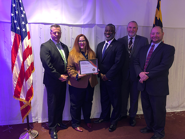 Award Winner in the “Apprenticeship Program Category”: Prince George’s County Public Schools Joint Apprenticeship and Training Program. (L - R) MATP Director MacLarion,  Amy Rock, Dr. Jean-Paul Cadet, Deputy Secretary McGlone and MATC Chair Cavey.  